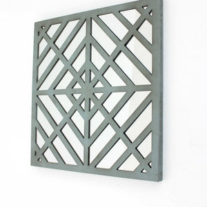 1,25 x 23,25 x 23,25 decoración de pared de madera cuadrada con espejo azul