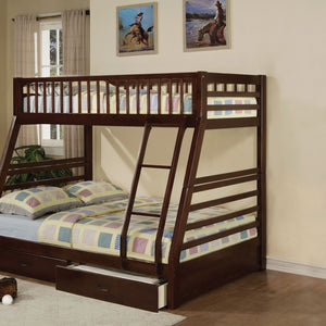 79" x 56" x 65" Epresso madera de pino individual sobre litera completa