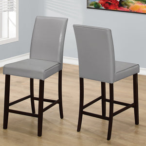 Juego De Dos Sillas De Comedor De Altura De Mostrador De Cuero Sintético Gris