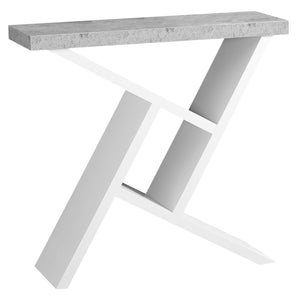 11.5" X 35.5" X 34" Mesa decorativa de núcleo hueco con acabado gris blanco