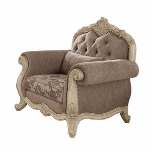 35" X 46" X 42" Gray Fabric Antique White Upholstery Poly Resin Chair W1 Pillow