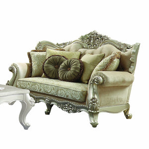 Tela Champán Tapicería Madera Legtrim Loveseat W5 Almohadas 41" X 72" X 49"