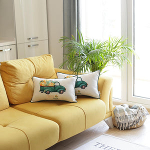 Juego de 2 fundas de almohada lumbar de camión calabaza de 20" en multicolor