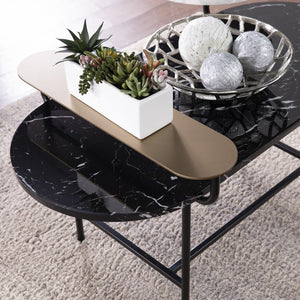 Mesa de centro de forma libre de metal y madera fabricada en negro de 42"