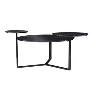 Mesa de centro de forma libre de metal y madera maciza fabricada en negro de 43"