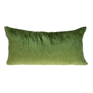 Cojín decorativo lumbar de terciopelo verde oliva con diamantes insertados