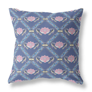 Cojín de gamuza con costura soplada floral de loto rosa azul púrpura de 16 "X 16"