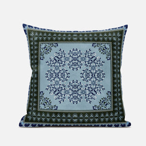 Cojín de gamuza con costura soplada geométrica azul claro verde oscuro de 20 "X 20"