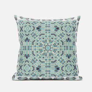 Cojín de gamuza con costura soplada geométrica verde claro azul de 20 "X 20"