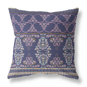 Cojín de gamuza con costura soplada con plantilla azul y rosa de 16 "X 16"