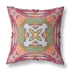 Cojín de gamuza con cremallera geométrico verde melocotón magenta verde de 18 "X 18"