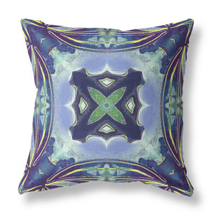 Cojín de gamuza con cremallera geométrica azul claro azul pavo real de 20 "X 20"