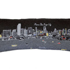 Cojín decorativo lumbar de 35 pulgadas con horizonte nocturno de Miami, color negro
