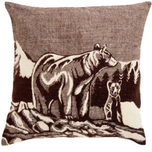 Funda de almohada acrílica con cremallera de oso marrón y blanco de 20.0 x 20.0 in