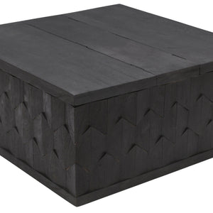 Mesa de centro envejecida cuadrada de madera maciza gris oscuro de 40"