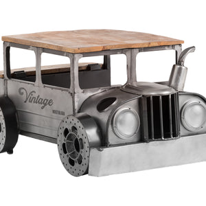 Grey And Brown Vintage Style Truck Solid Wood and Metal Coffee Table 42"