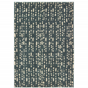 2' X 3' Steel Blue And Ivory Abstract Power Loom Stain Resistant Area Rug