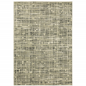2' X 3' Beige Grey Ivory And Sage Blue Geometric Power Loom Stain Resistant Area Rug