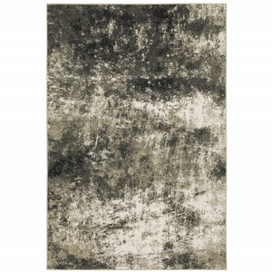 Charcoal Grey And Beige Abstract Power Loom Stain Resistant Area Rug - 4' x 6'