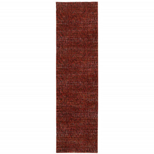 2' X 10' Red Grey Deep And Charcoal Power Loom Stain Resistant Runner Rug
