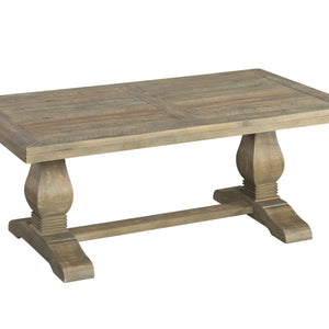 Mesa de centro envejecida rectangular de madera maciza natural recuperada de 50"