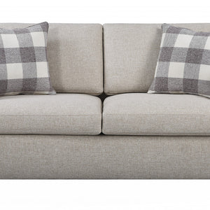 Love Seat estándar de nogal y 100 % lino beige con almohadones de 72"