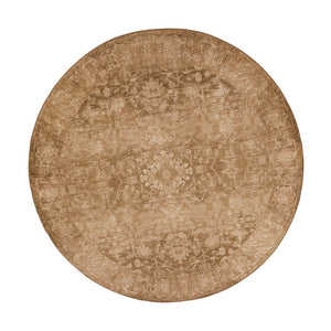 8' Beige Machine Woven Distressed Floral Traditional Round Indoor Area Rug