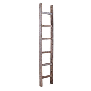 Gray Rustic Wood 7 Step Storage Ladder Shelf