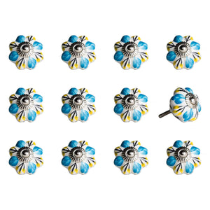 Multicolor Cabinet Drawer Dresser Handle Ceramic Metal Accent Knob 12 Pack