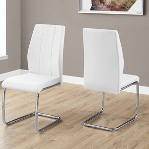 Two 77.5" Leather Look Chrome Metal and Foam Dining Chairs