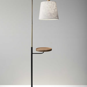 USB Charging Station Wood Storage Organizer Shelf Metal Modern Home Light Standing Floor Lamp