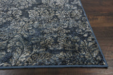 8'X11' Slate Blue Machine Woven Damask Indoor Area Rug