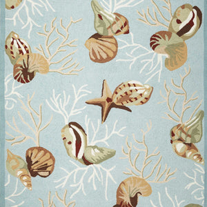 7' X 9' Polyester Blue Area Rug