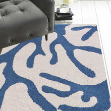 Polyester Ivory Blue Area Rug - 7' x 9'