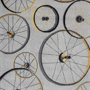 5'X8' Grey Hand Hooked Wheels Indoor Area Rug