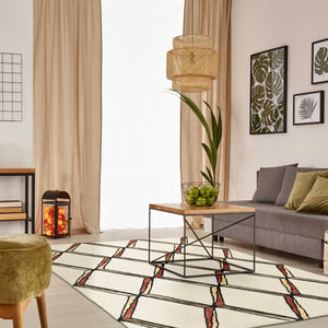 12'X15' Cream Gold Hand Tufted Diamond Pattern Indoor Area Rug