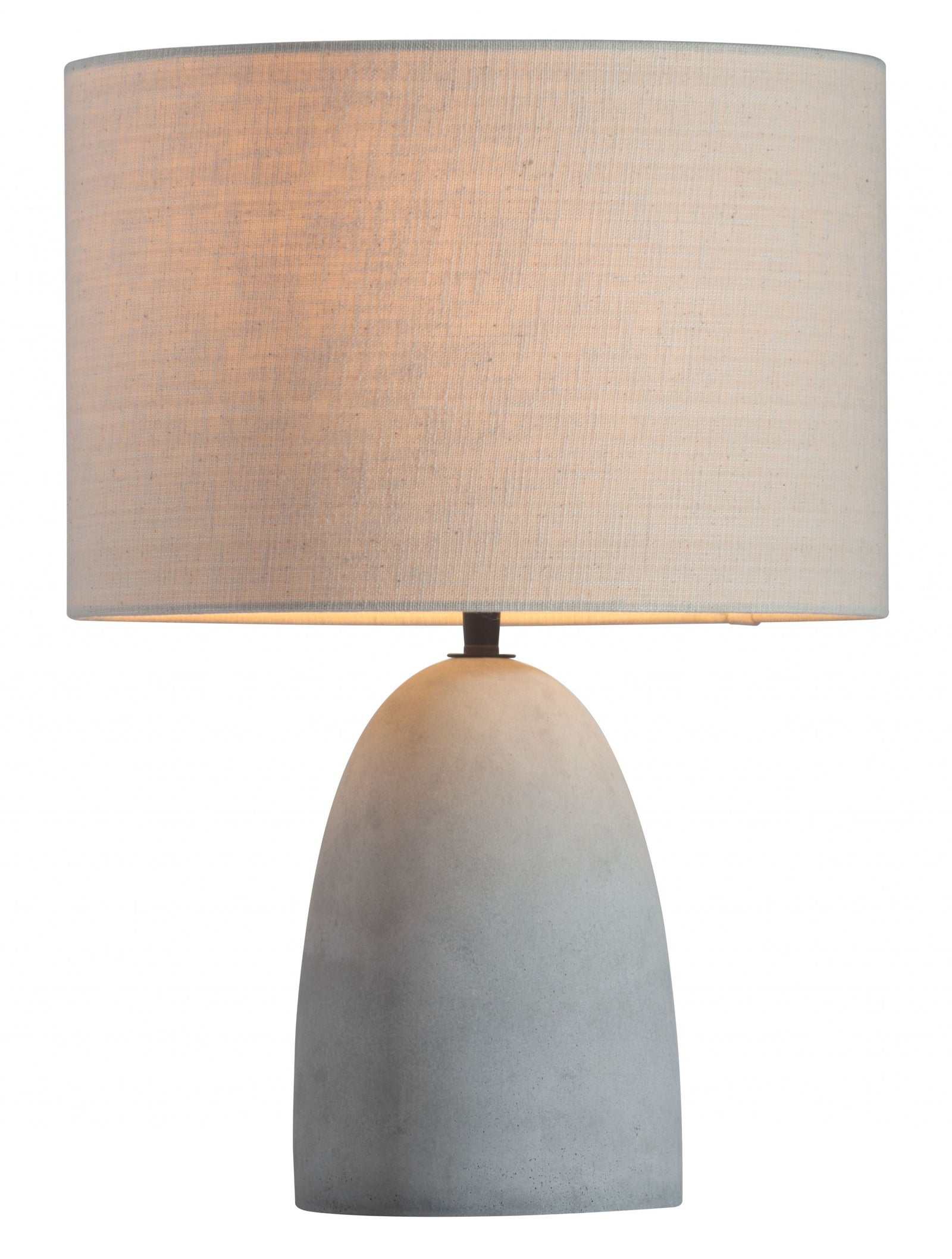 42" Gray Concrete Column Table Lamp With Sandy Brown Drum Shade