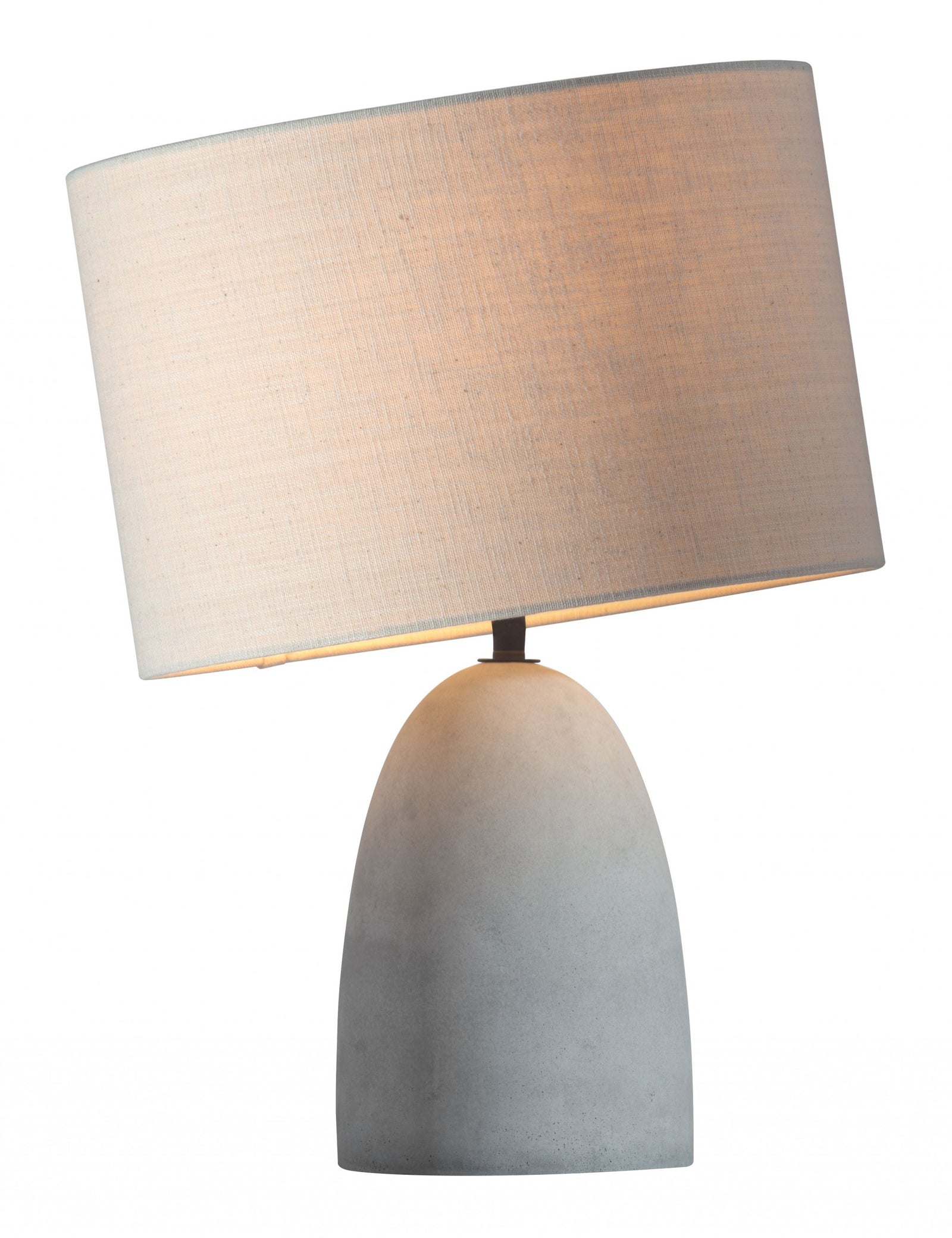 42" Gray Concrete Column Table Lamp With Sandy Brown Drum Shade