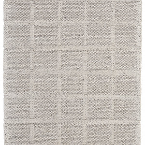 4' X 6' Ivory And Gray Wool Plaid Hand Woven Stain Resistant Area Rug