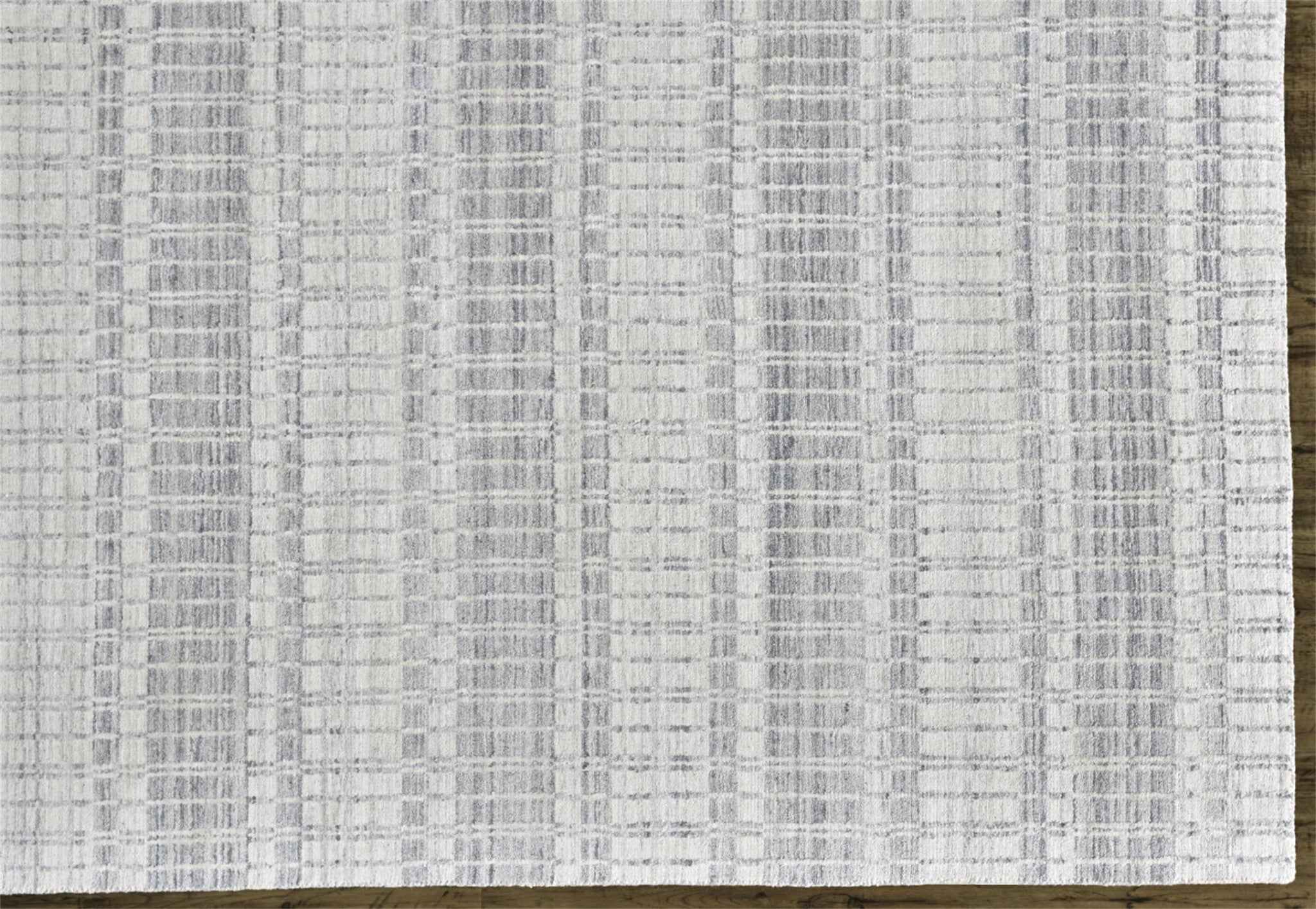 4' X 6' Blue Gray And Ivory Striped Hand Woven Area Rug