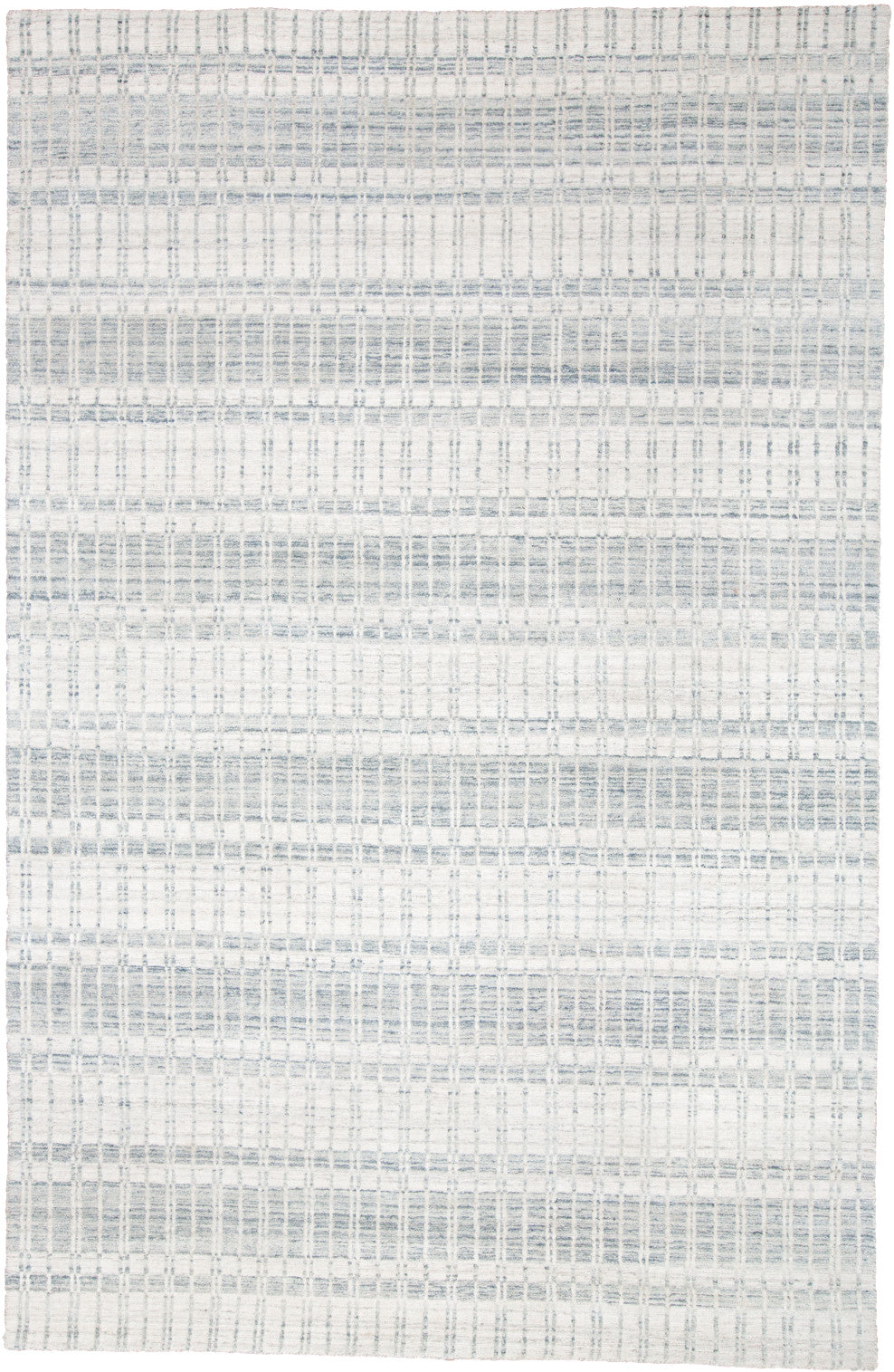 4' X 6' Blue Gray And Ivory Striped Hand Woven Area Rug
