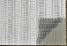 4' X 6' Blue Gray And Ivory Striped Hand Woven Area Rug