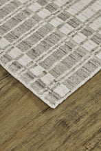4' X 6' Blue Gray And Ivory Striped Hand Woven Area Rug