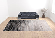 4' X 6' Black And Dark Gray Abstract Area Rug