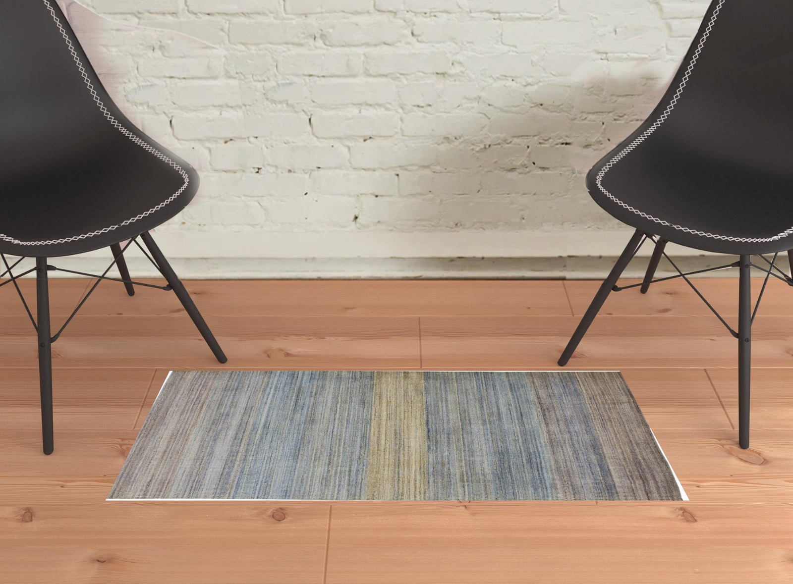 4' X 6' Green Blue And Tan Ombre Hand Woven Area Rug