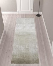 3' X 5' Taupe Ivory And Gold Abstract Power Loom Distressed Area Rug With Fringe