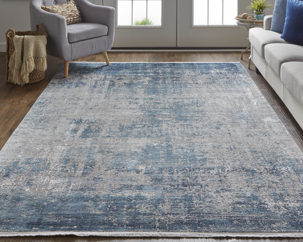 3' X 5' Taupe Ivory And Gold Abstract Power Loom Distressed Area Rug With Fringe