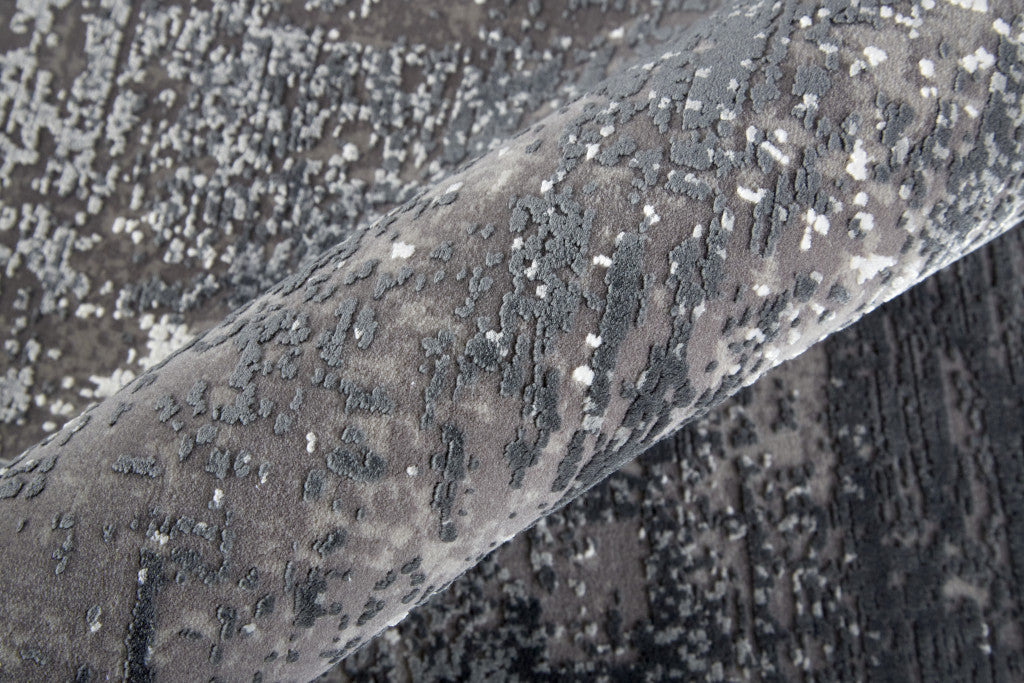 3' X 5' Taupe Ivory And Gold Abstract Power Loom Distressed Area Rug With Fringe