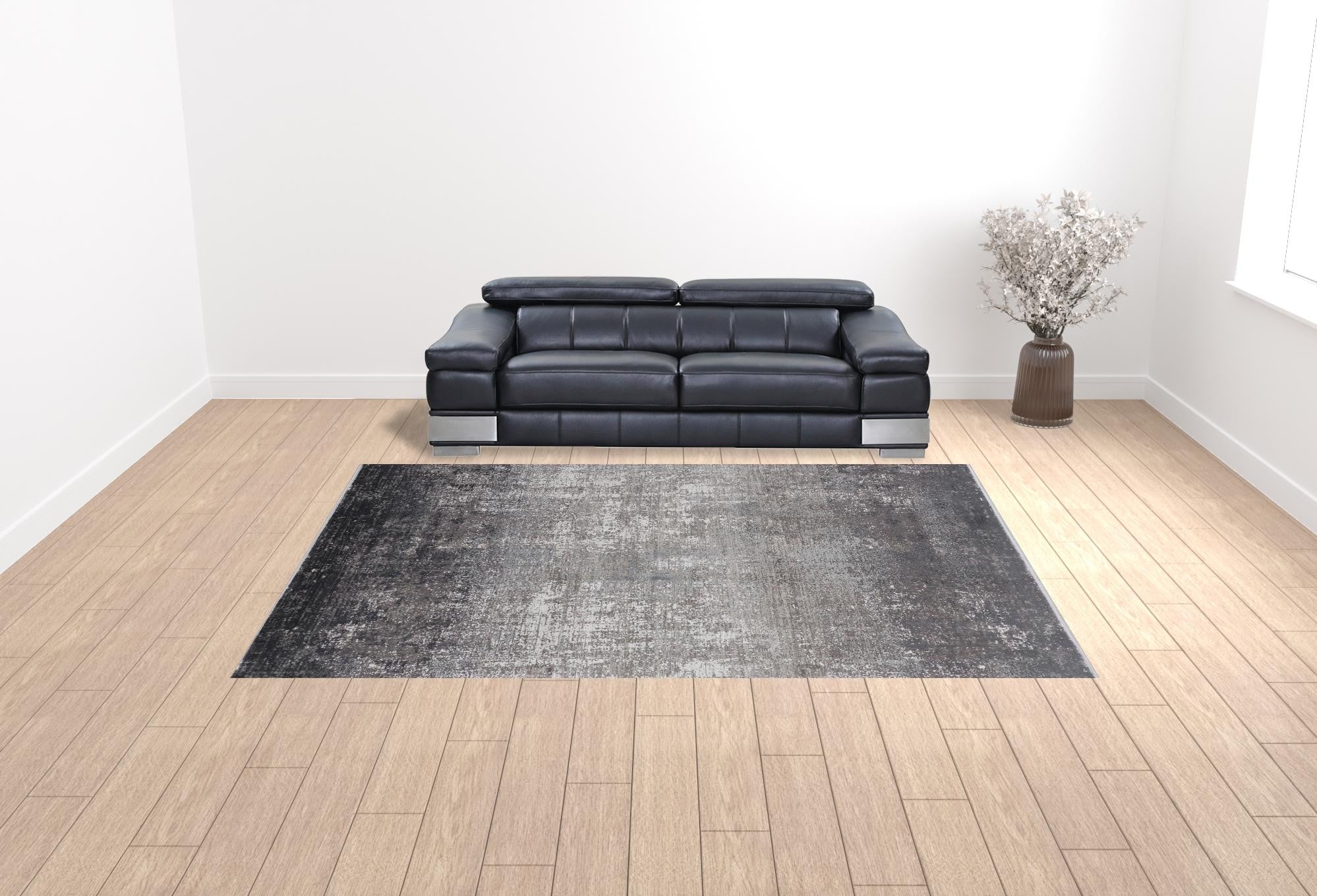 3' X 5' Taupe Ivory And Gold Abstract Power Loom Distressed Area Rug With Fringe