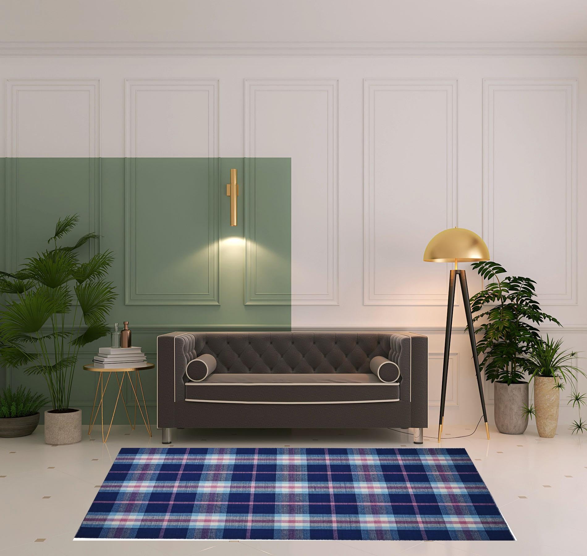 Blue Green And Black Abstract Hand Woven Stain Resistant Area Rug - 4' x 6'